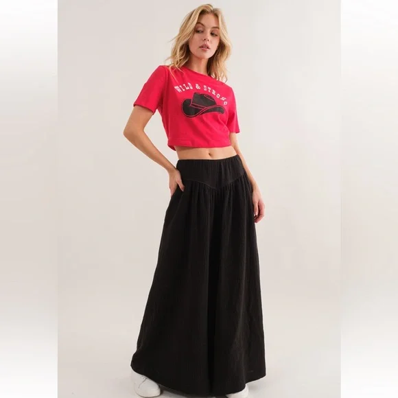 31 Gauze Shirring Detailed Wide Pants - Picture 6 of 6